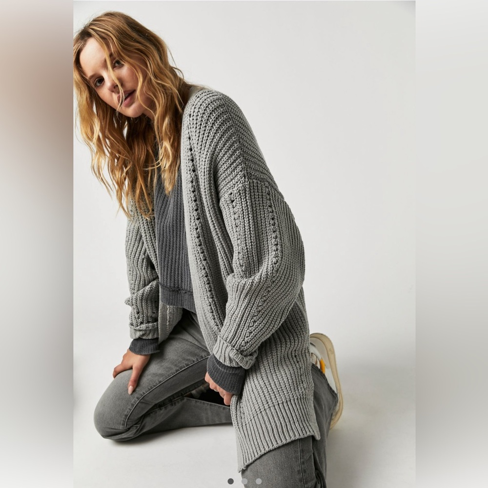 Free People Nightingale Cardi in Silver Gleam